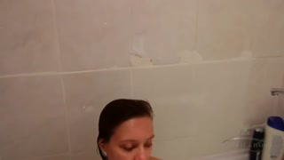 Sabrina's hairy pussy gets a soapy shower clean - смотрите горячие секс видео на HOTSEXVIDEOS24.COM