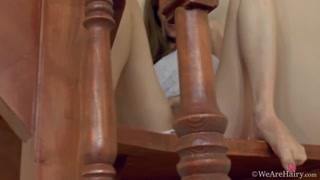 Solo Hairy Blonde - Gela Flaunts Her Bush On Stairs - лучшее порно 24/7 на HOTSEXVIDEOS24.COM